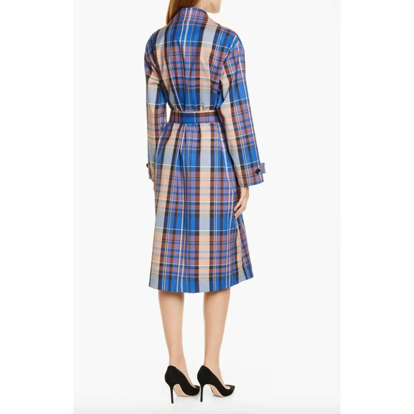 Hugo Boss Checkinada Glen Check Trench Coat Blue - Picture 2 of 8